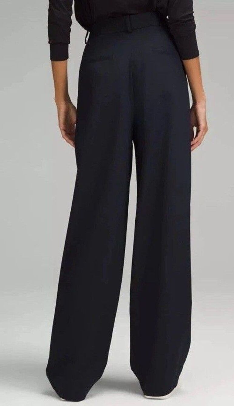 Lululemon Pleat Front High Rise Trouser Pants TRUE NAVY Regular 30" SZ L NWOT - Picture 2 of 15